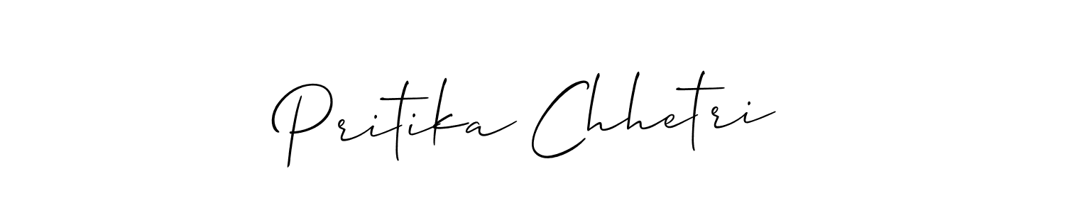 Create a beautiful signature design for name Pritika Chhetri. With this signature (Allison_Script) fonts, you can make a handwritten signature for free. Pritika Chhetri signature style 2 images and pictures png