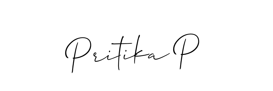 Pritika P stylish signature style. Best Handwritten Sign (Allison_Script) for my name. Handwritten Signature Collection Ideas for my name Pritika P. Pritika P signature style 2 images and pictures png
