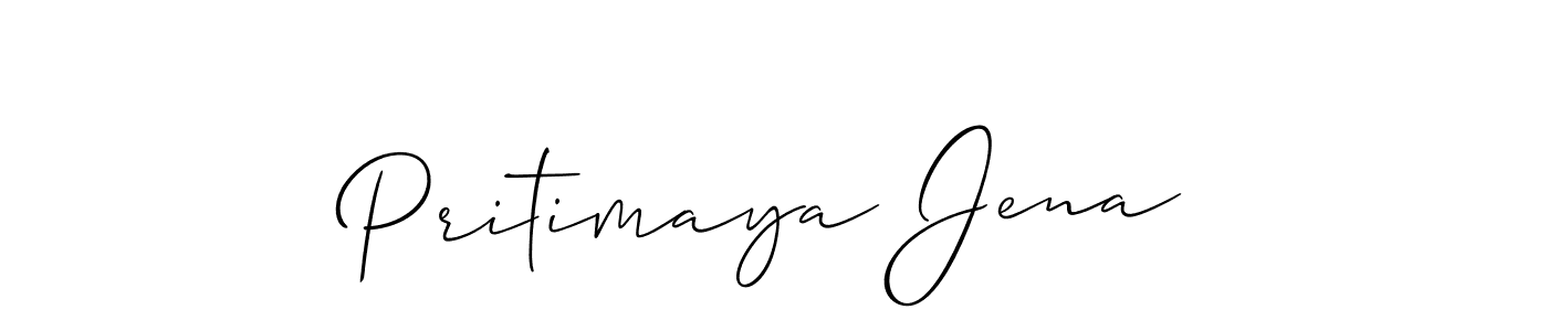 The best way (Allison_Script) to make a short signature is to pick only two or three words in your name. The name Pritimaya Jena include a total of six letters. For converting this name. Pritimaya Jena signature style 2 images and pictures png