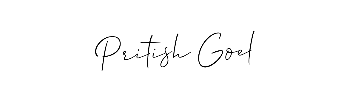 if you are searching for the best signature style for your name Pritish Goel. so please give up your signature search. here we have designed multiple signature styles  using Allison_Script. Pritish Goel signature style 2 images and pictures png