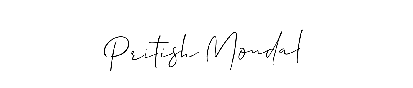 How to make Pritish Mondal name signature. Use Allison_Script style for creating short signs online. This is the latest handwritten sign. Pritish Mondal signature style 2 images and pictures png