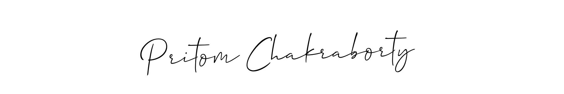 Create a beautiful signature design for name Pritom Chakraborty. With this signature (Allison_Script) fonts, you can make a handwritten signature for free. Pritom Chakraborty signature style 2 images and pictures png