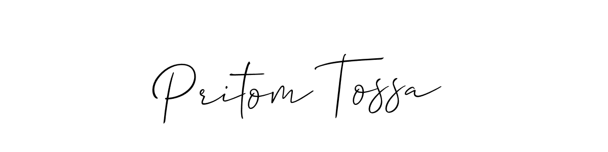 Make a short Pritom Tossa signature style. Manage your documents anywhere anytime using Allison_Script. Create and add eSignatures, submit forms, share and send files easily. Pritom Tossa signature style 2 images and pictures png