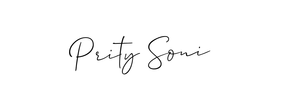 Make a short Prity Soni signature style. Manage your documents anywhere anytime using Allison_Script. Create and add eSignatures, submit forms, share and send files easily. Prity Soni signature style 2 images and pictures png