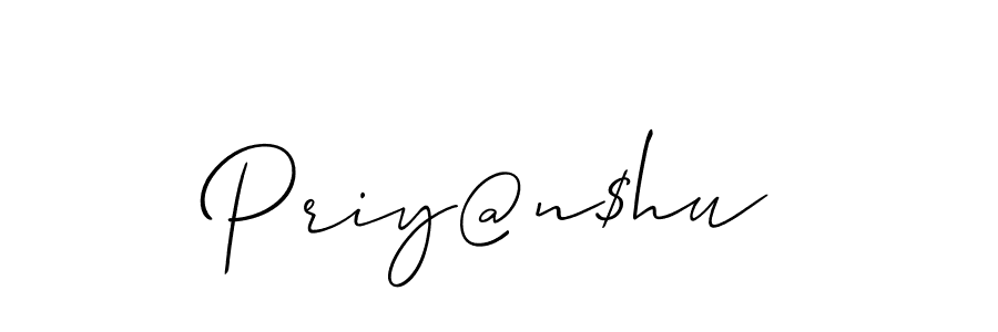 Make a beautiful signature design for name Priy@n$hu. With this signature (Allison_Script) style, you can create a handwritten signature for free. Priy@n$hu signature style 2 images and pictures png