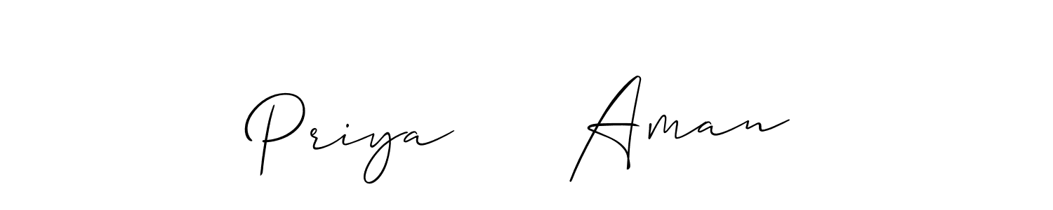 This is the best signature style for the Priya      Aman name. Also you like these signature font (Allison_Script). Mix name signature. Priya      Aman signature style 2 images and pictures png