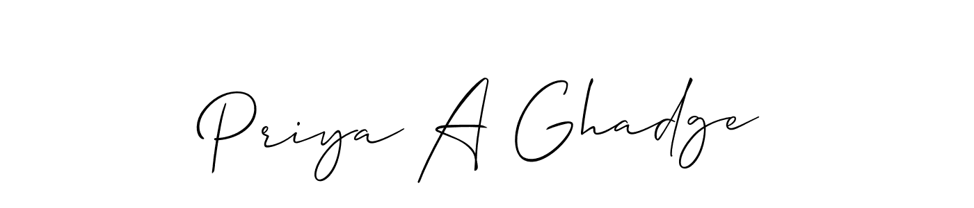 How to make Priya A Ghadge signature? Allison_Script is a professional autograph style. Create handwritten signature for Priya A Ghadge name. Priya A Ghadge signature style 2 images and pictures png