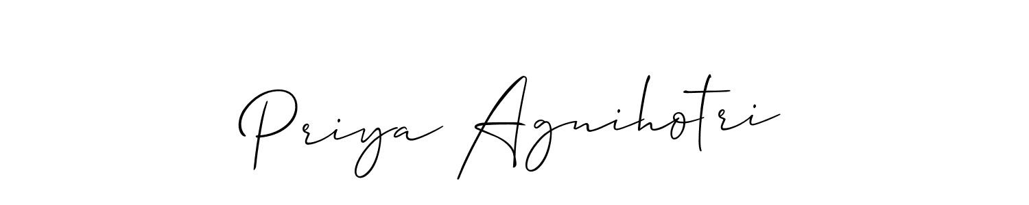 Design your own signature with our free online signature maker. With this signature software, you can create a handwritten (Allison_Script) signature for name Priya Agnihotri. Priya Agnihotri signature style 2 images and pictures png