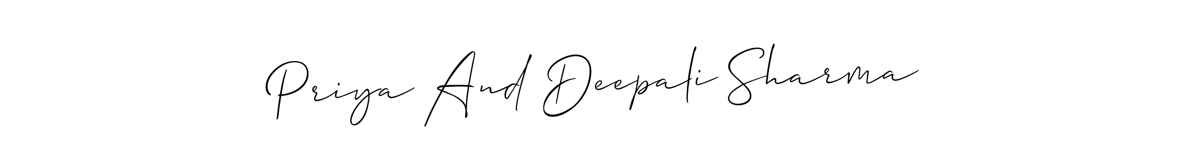 Priya And Deepali Sharma stylish signature style. Best Handwritten Sign (Allison_Script) for my name. Handwritten Signature Collection Ideas for my name Priya And Deepali Sharma. Priya And Deepali Sharma signature style 2 images and pictures png