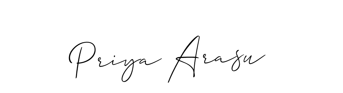 Create a beautiful signature design for name Priya Arasu. With this signature (Allison_Script) fonts, you can make a handwritten signature for free. Priya Arasu signature style 2 images and pictures png