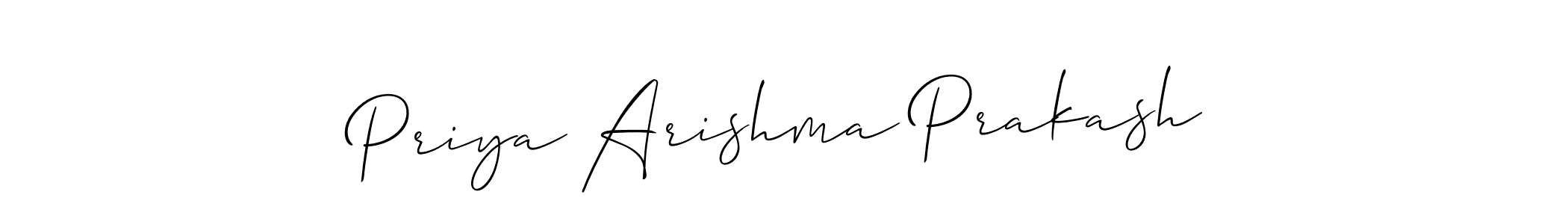 Make a short Priya Arishma Prakash signature style. Manage your documents anywhere anytime using Allison_Script. Create and add eSignatures, submit forms, share and send files easily. Priya Arishma Prakash signature style 2 images and pictures png