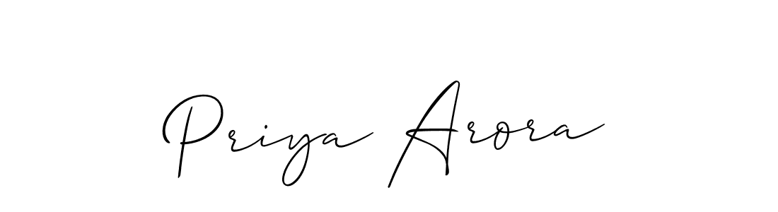 Design your own signature with our free online signature maker. With this signature software, you can create a handwritten (Allison_Script) signature for name Priya Arora. Priya Arora signature style 2 images and pictures png