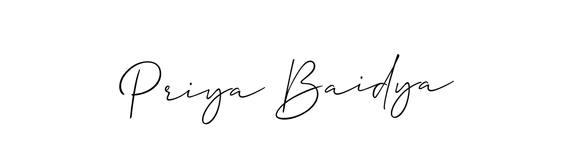 Design your own signature with our free online signature maker. With this signature software, you can create a handwritten (Allison_Script) signature for name Priya Baidya. Priya Baidya signature style 2 images and pictures png