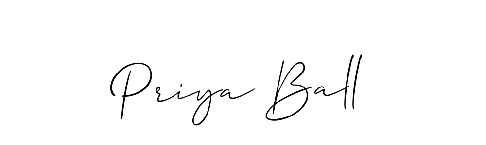 The best way (Allison_Script) to make a short signature is to pick only two or three words in your name. The name Priya Ball include a total of six letters. For converting this name. Priya Ball signature style 2 images and pictures png