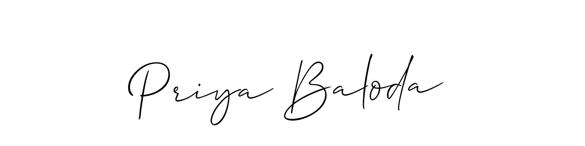 Use a signature maker to create a handwritten signature online. With this signature software, you can design (Allison_Script) your own signature for name Priya Baloda. Priya Baloda signature style 2 images and pictures png