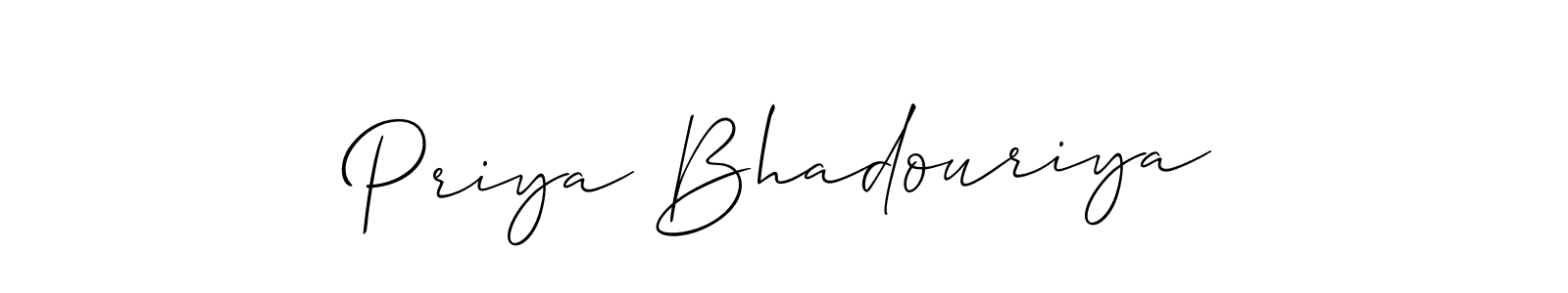 You should practise on your own different ways (Allison_Script) to write your name (Priya Bhadouriya) in signature. don't let someone else do it for you. Priya Bhadouriya signature style 2 images and pictures png