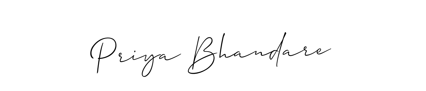 Make a short Priya Bhandare signature style. Manage your documents anywhere anytime using Allison_Script. Create and add eSignatures, submit forms, share and send files easily. Priya Bhandare signature style 2 images and pictures png