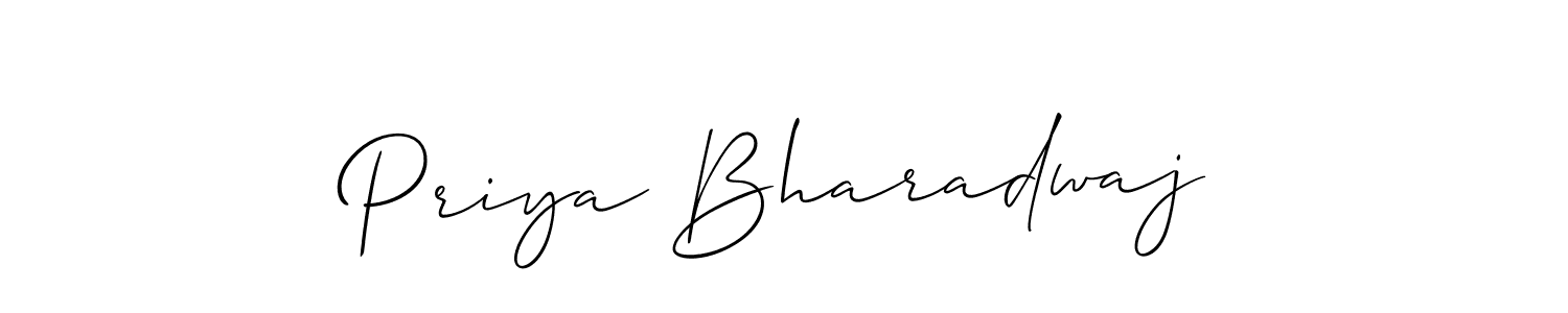 The best way (Allison_Script) to make a short signature is to pick only two or three words in your name. The name Priya Bharadwaj include a total of six letters. For converting this name. Priya Bharadwaj signature style 2 images and pictures png