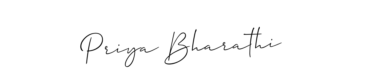 Allison_Script is a professional signature style that is perfect for those who want to add a touch of class to their signature. It is also a great choice for those who want to make their signature more unique. Get Priya Bharathi name to fancy signature for free. Priya Bharathi signature style 2 images and pictures png