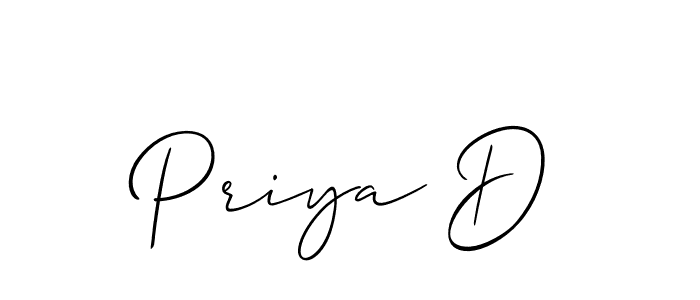 How to make Priya D name signature. Use Allison_Script style for creating short signs online. This is the latest handwritten sign. Priya D signature style 2 images and pictures png