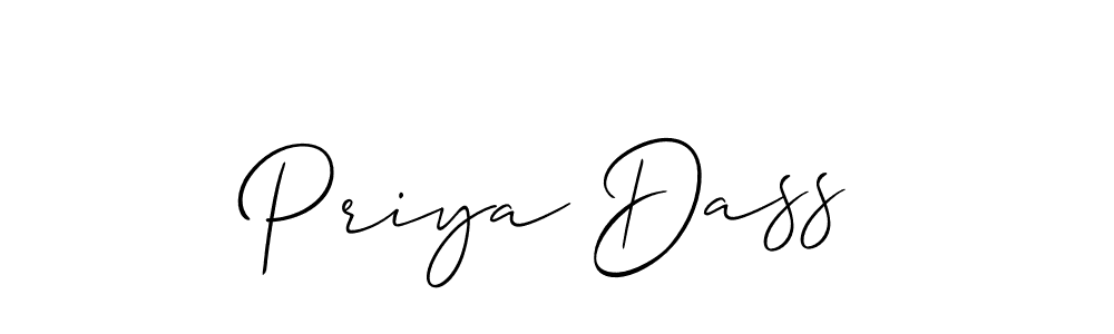 The best way (Allison_Script) to make a short signature is to pick only two or three words in your name. The name Priya Dass include a total of six letters. For converting this name. Priya Dass signature style 2 images and pictures png