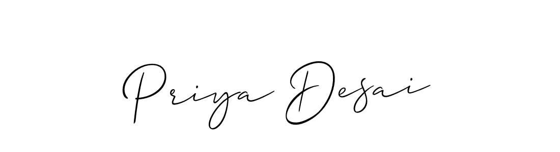 Also You can easily find your signature by using the search form. We will create Priya Desai name handwritten signature images for you free of cost using Allison_Script sign style. Priya Desai signature style 2 images and pictures png