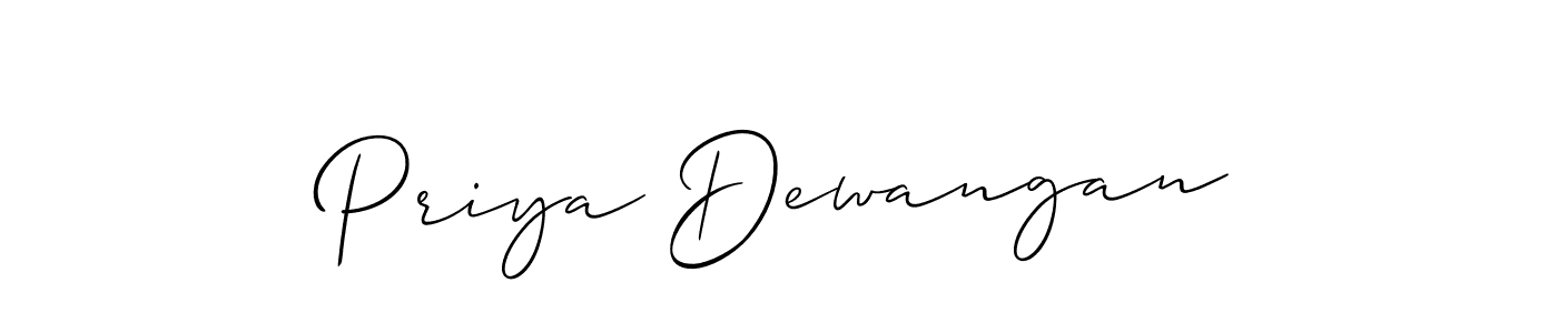 Similarly Allison_Script is the best handwritten signature design. Signature creator online .You can use it as an online autograph creator for name Priya Dewangan. Priya Dewangan signature style 2 images and pictures png