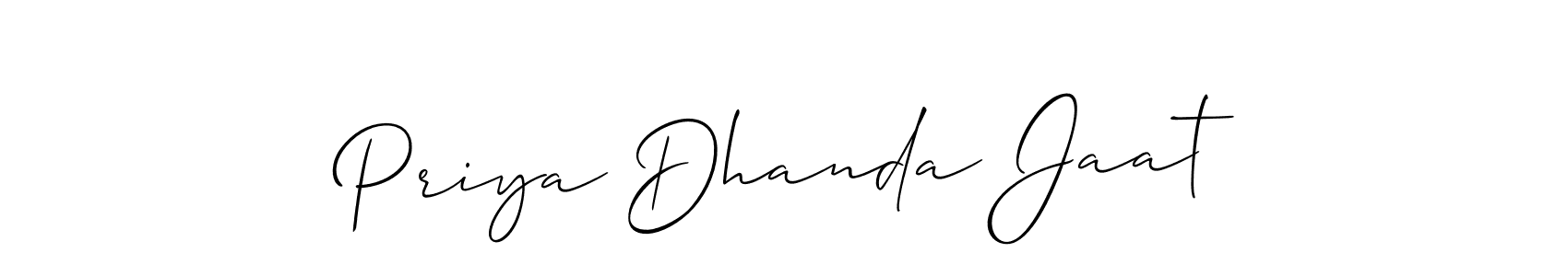 Design your own signature with our free online signature maker. With this signature software, you can create a handwritten (Allison_Script) signature for name Priya Dhanda Jaat. Priya Dhanda Jaat signature style 2 images and pictures png