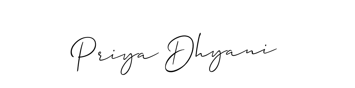 Create a beautiful signature design for name Priya Dhyani. With this signature (Allison_Script) fonts, you can make a handwritten signature for free. Priya Dhyani signature style 2 images and pictures png