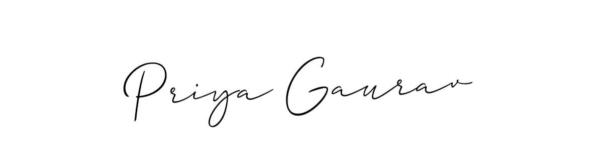 Make a short Priya Gaurav signature style. Manage your documents anywhere anytime using Allison_Script. Create and add eSignatures, submit forms, share and send files easily. Priya Gaurav signature style 2 images and pictures png