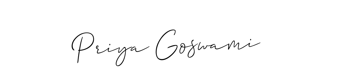 Similarly Allison_Script is the best handwritten signature design. Signature creator online .You can use it as an online autograph creator for name Priya Goswami. Priya Goswami signature style 2 images and pictures png