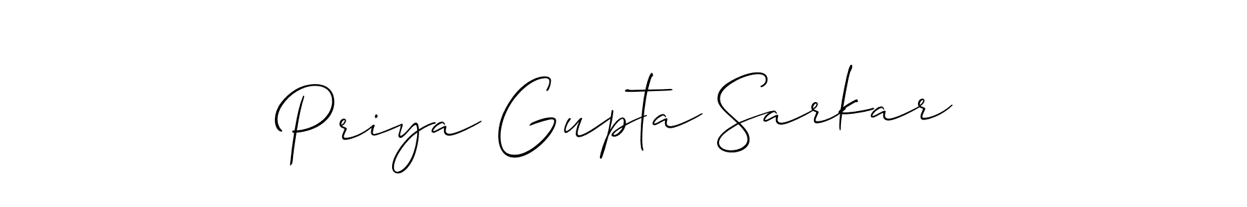 Use a signature maker to create a handwritten signature online. With this signature software, you can design (Allison_Script) your own signature for name Priya Gupta Sarkar. Priya Gupta Sarkar signature style 2 images and pictures png