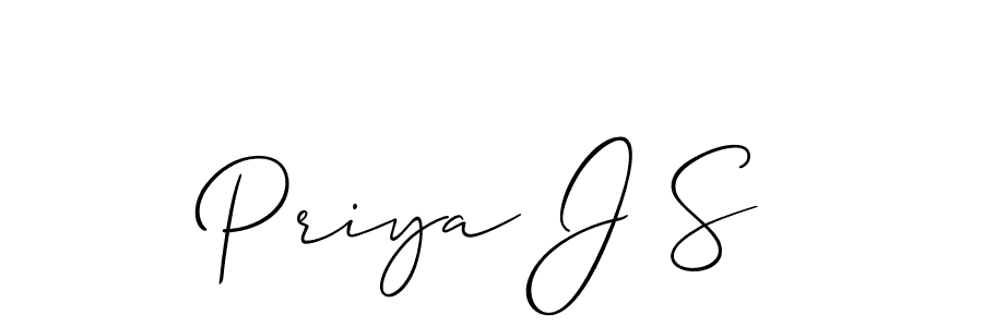 Design your own signature with our free online signature maker. With this signature software, you can create a handwritten (Allison_Script) signature for name Priya J S. Priya J S signature style 2 images and pictures png