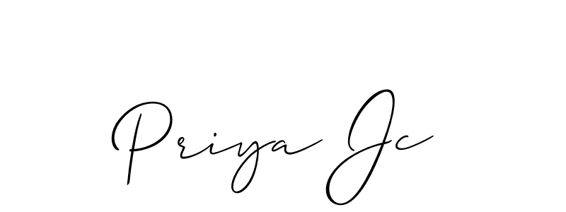 Also You can easily find your signature by using the search form. We will create Priya Jc name handwritten signature images for you free of cost using Allison_Script sign style. Priya Jc signature style 2 images and pictures png