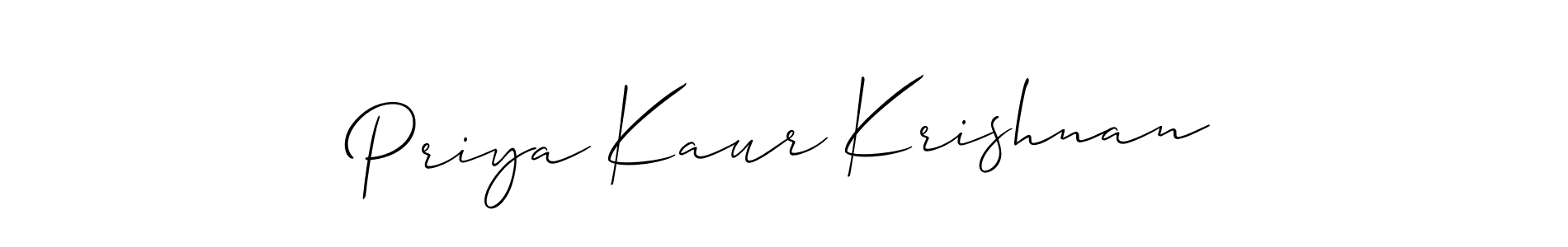 How to make Priya Kaur Krishnan signature? Allison_Script is a professional autograph style. Create handwritten signature for Priya Kaur Krishnan name. Priya Kaur Krishnan signature style 2 images and pictures png
