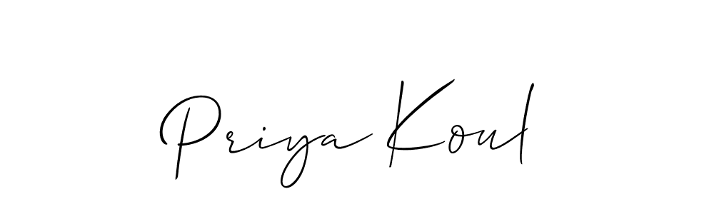 Make a short Priya Koul signature style. Manage your documents anywhere anytime using Allison_Script. Create and add eSignatures, submit forms, share and send files easily. Priya Koul signature style 2 images and pictures png