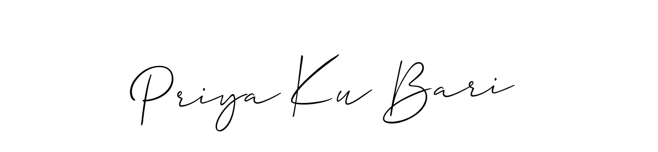 Also You can easily find your signature by using the search form. We will create Priya Ku Bari name handwritten signature images for you free of cost using Allison_Script sign style. Priya Ku Bari signature style 2 images and pictures png