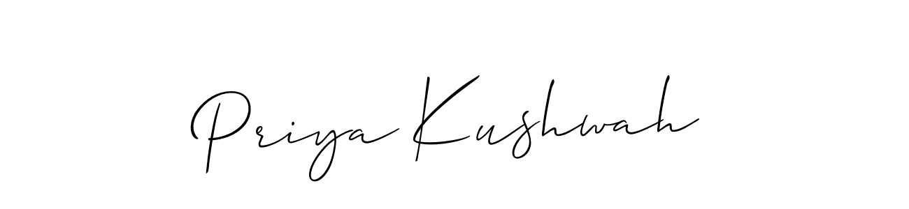 Similarly Allison_Script is the best handwritten signature design. Signature creator online .You can use it as an online autograph creator for name Priya Kushwah. Priya Kushwah signature style 2 images and pictures png