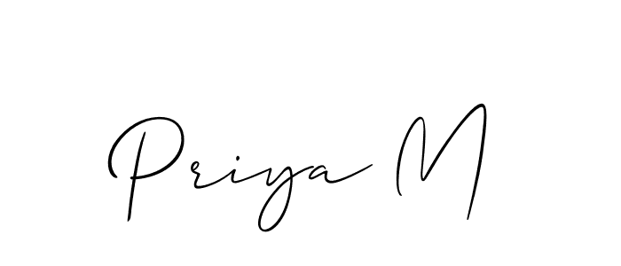 It looks lik you need a new signature style for name Priya M. Design unique handwritten (Allison_Script) signature with our free signature maker in just a few clicks. Priya M signature style 2 images and pictures png