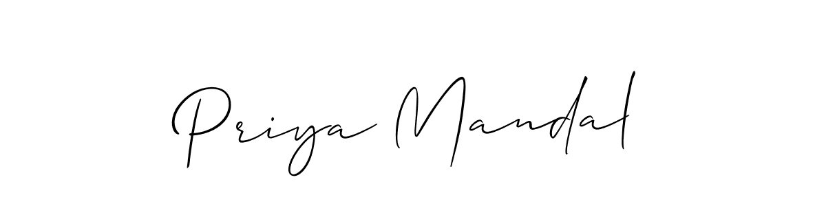 Similarly Allison_Script is the best handwritten signature design. Signature creator online .You can use it as an online autograph creator for name Priya Mandal. Priya Mandal signature style 2 images and pictures png