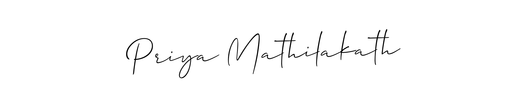 Also we have Priya Mathilakath name is the best signature style. Create professional handwritten signature collection using Allison_Script autograph style. Priya Mathilakath signature style 2 images and pictures png