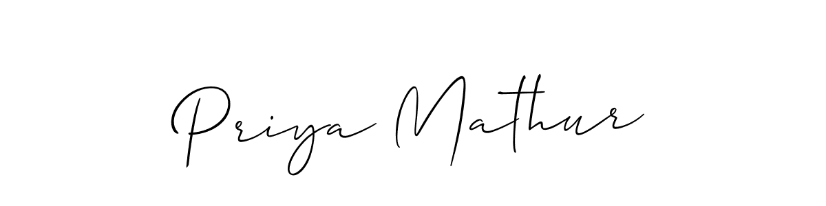 Create a beautiful signature design for name Priya Mathur. With this signature (Allison_Script) fonts, you can make a handwritten signature for free. Priya Mathur signature style 2 images and pictures png