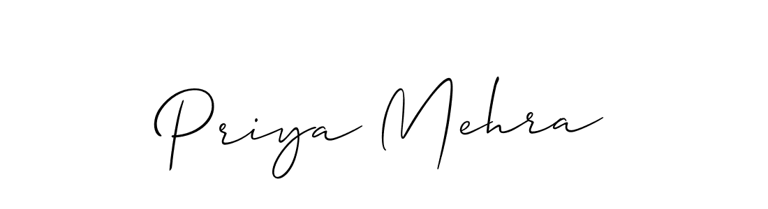 How to make Priya Mehra name signature. Use Allison_Script style for creating short signs online. This is the latest handwritten sign. Priya Mehra signature style 2 images and pictures png
