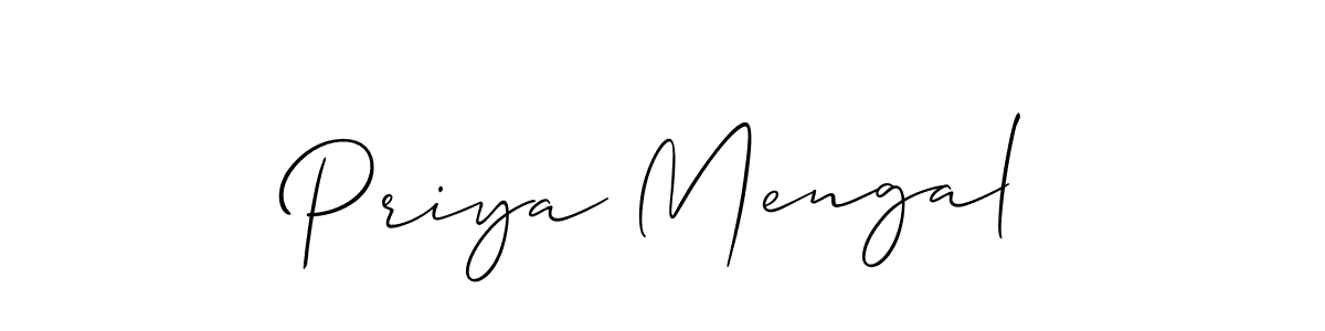 Allison_Script is a professional signature style that is perfect for those who want to add a touch of class to their signature. It is also a great choice for those who want to make their signature more unique. Get Priya Mengal name to fancy signature for free. Priya Mengal signature style 2 images and pictures png
