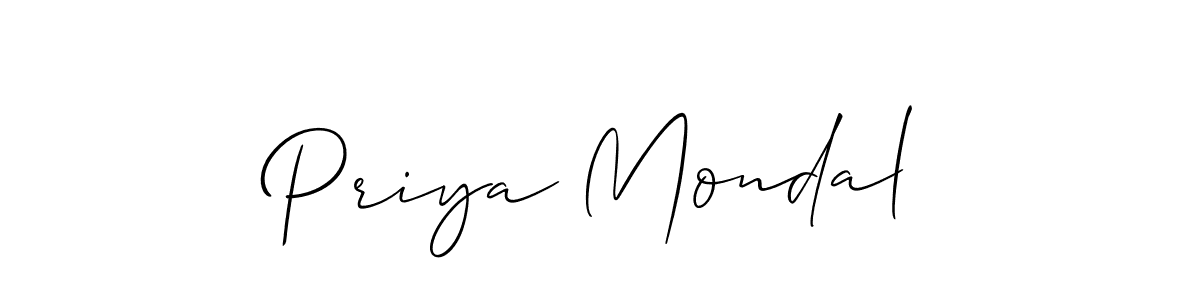 Make a short Priya Mondal signature style. Manage your documents anywhere anytime using Allison_Script. Create and add eSignatures, submit forms, share and send files easily. Priya Mondal signature style 2 images and pictures png