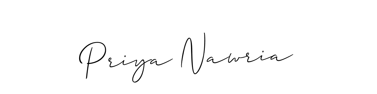 The best way (Allison_Script) to make a short signature is to pick only two or three words in your name. The name Priya Nawria include a total of six letters. For converting this name. Priya Nawria signature style 2 images and pictures png