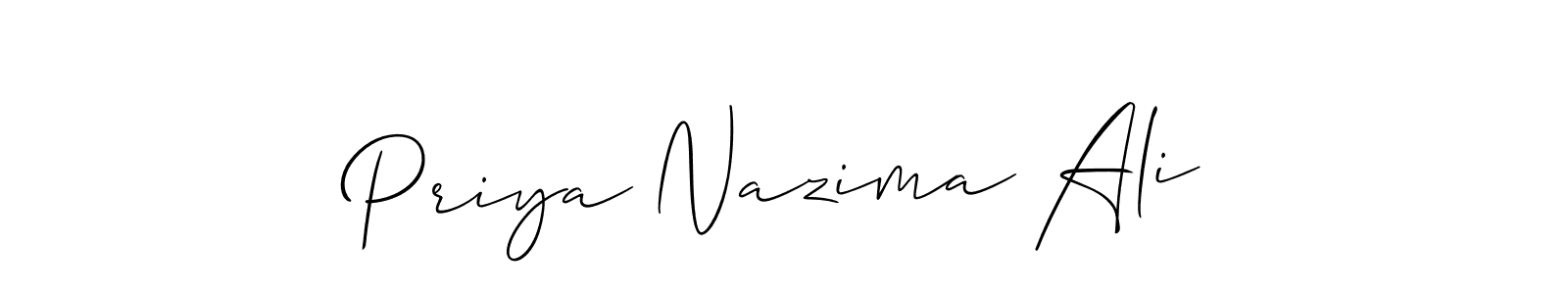 It looks lik you need a new signature style for name Priya Nazima Ali. Design unique handwritten (Allison_Script) signature with our free signature maker in just a few clicks. Priya Nazima Ali signature style 2 images and pictures png