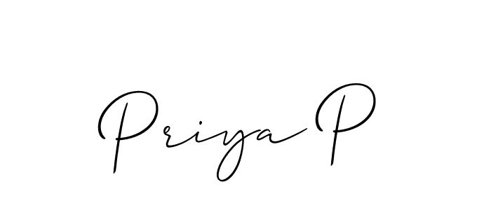Allison_Script is a professional signature style that is perfect for those who want to add a touch of class to their signature. It is also a great choice for those who want to make their signature more unique. Get Priya P name to fancy signature for free. Priya P signature style 2 images and pictures png