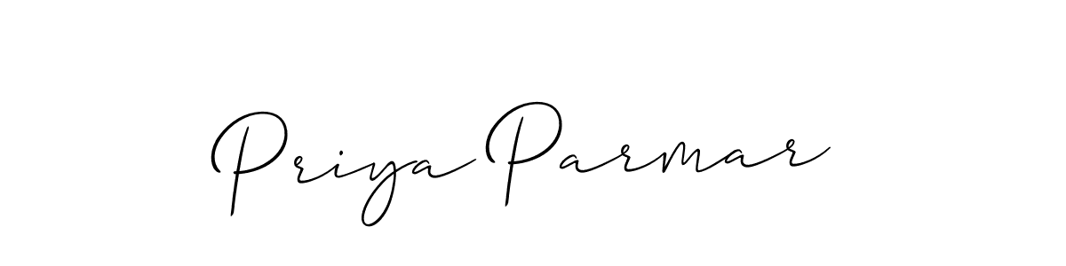 The best way (Allison_Script) to make a short signature is to pick only two or three words in your name. The name Priya Parmar include a total of six letters. For converting this name. Priya Parmar signature style 2 images and pictures png