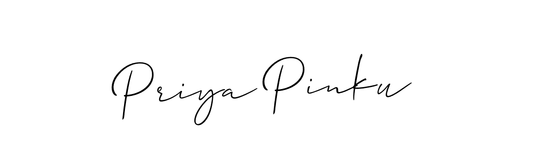 Allison_Script is a professional signature style that is perfect for those who want to add a touch of class to their signature. It is also a great choice for those who want to make their signature more unique. Get Priya Pinku name to fancy signature for free. Priya Pinku signature style 2 images and pictures png